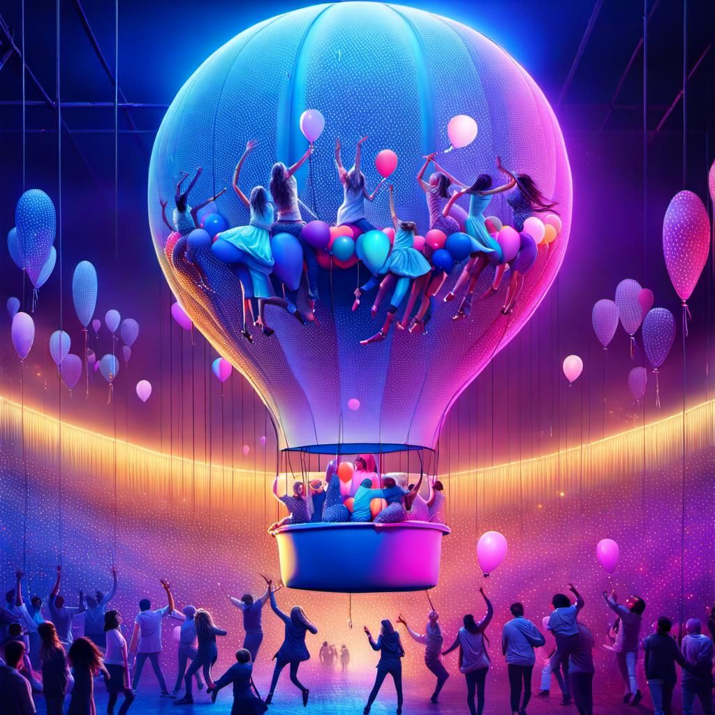 Balloon Dancers: Hyperrealistic Digital Illustration