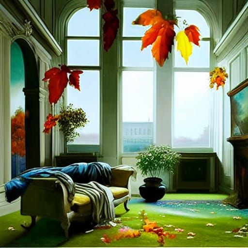 Autumnal Palace Interior in Neo-Romantic Style