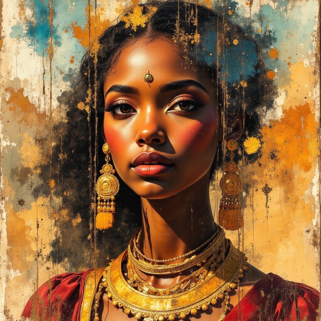 Ancient African Pharaohs in Rainbow Prism Collage