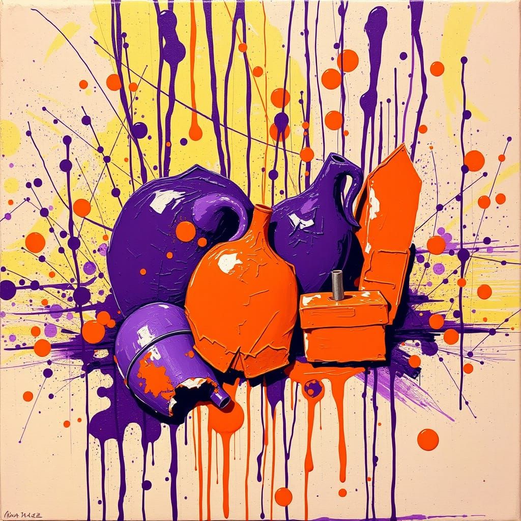 Abstract Expressionist Art Piece with Pollock-Inspired Drips