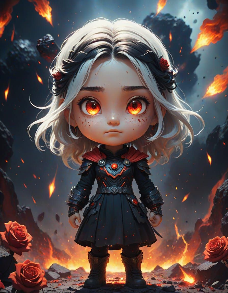 Cosmic Hero in Fiery Explosion: Digital Matte Painting