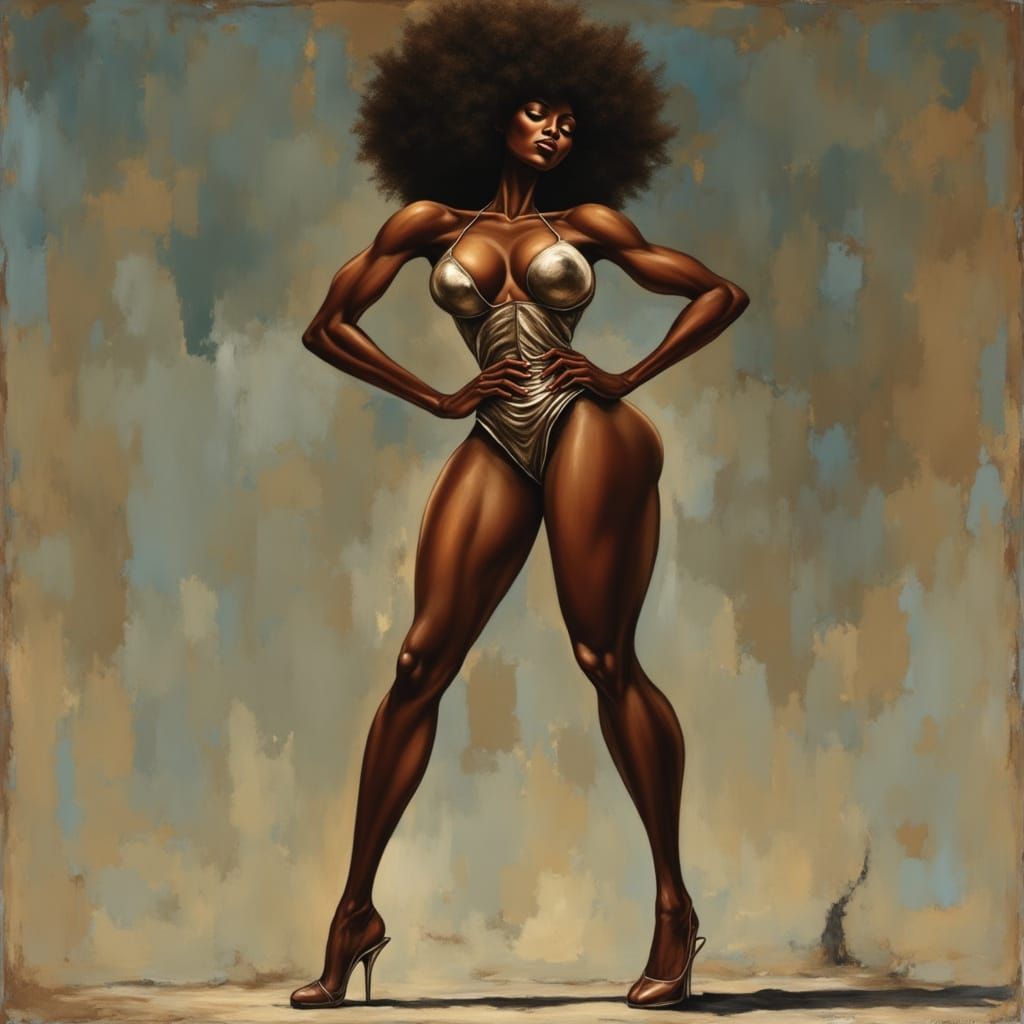 Tall African American Woman with Gigantic Afro