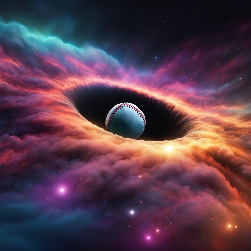 Photorealistic Baseball Game Under Nebula Sky