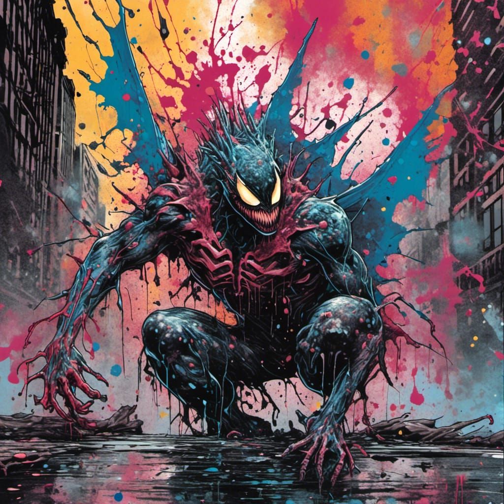 Cosmic Venom Over Rainy New York: Splash Art