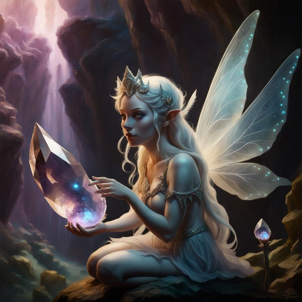 Spirit Quartz Crystal Fairy in Charcoal Sketch