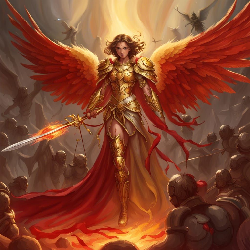 Epic Angel of Fire Over Undead Horde