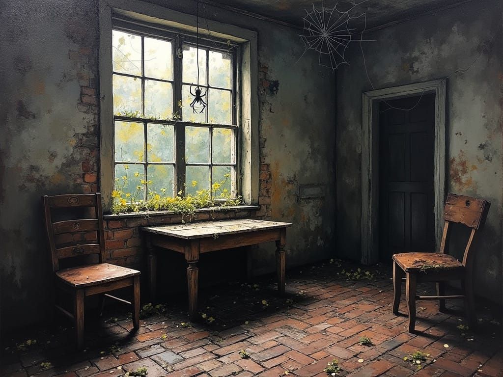 Gritty Dark Fantasy Junk Room in Impasto Grunge Style