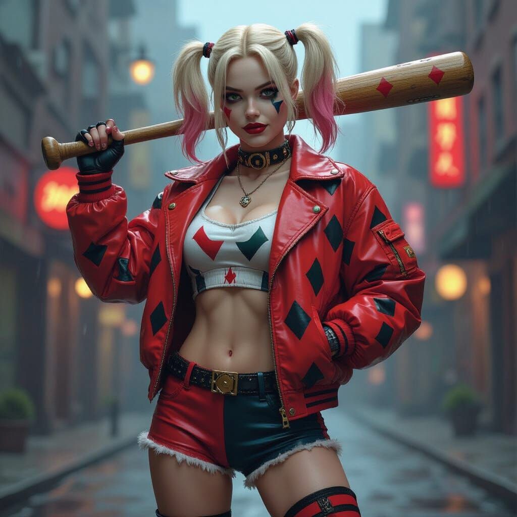 Harley Quinn in Surreal Gotham by Fantasy Artists