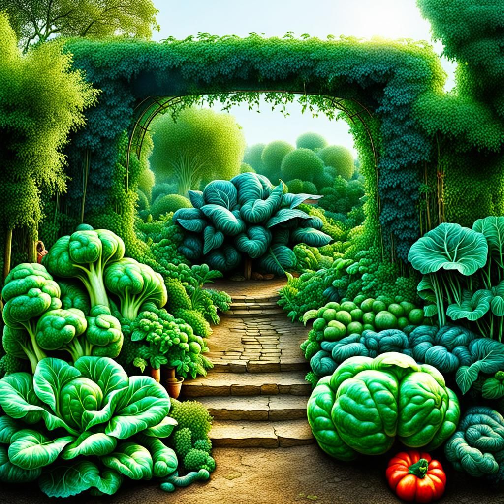 Mysterious Garden with Giant Vegetables