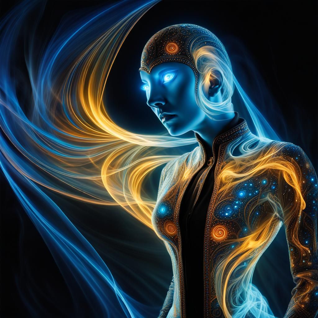 Surreal Dreamscape of Swirling Humanoid Spirits