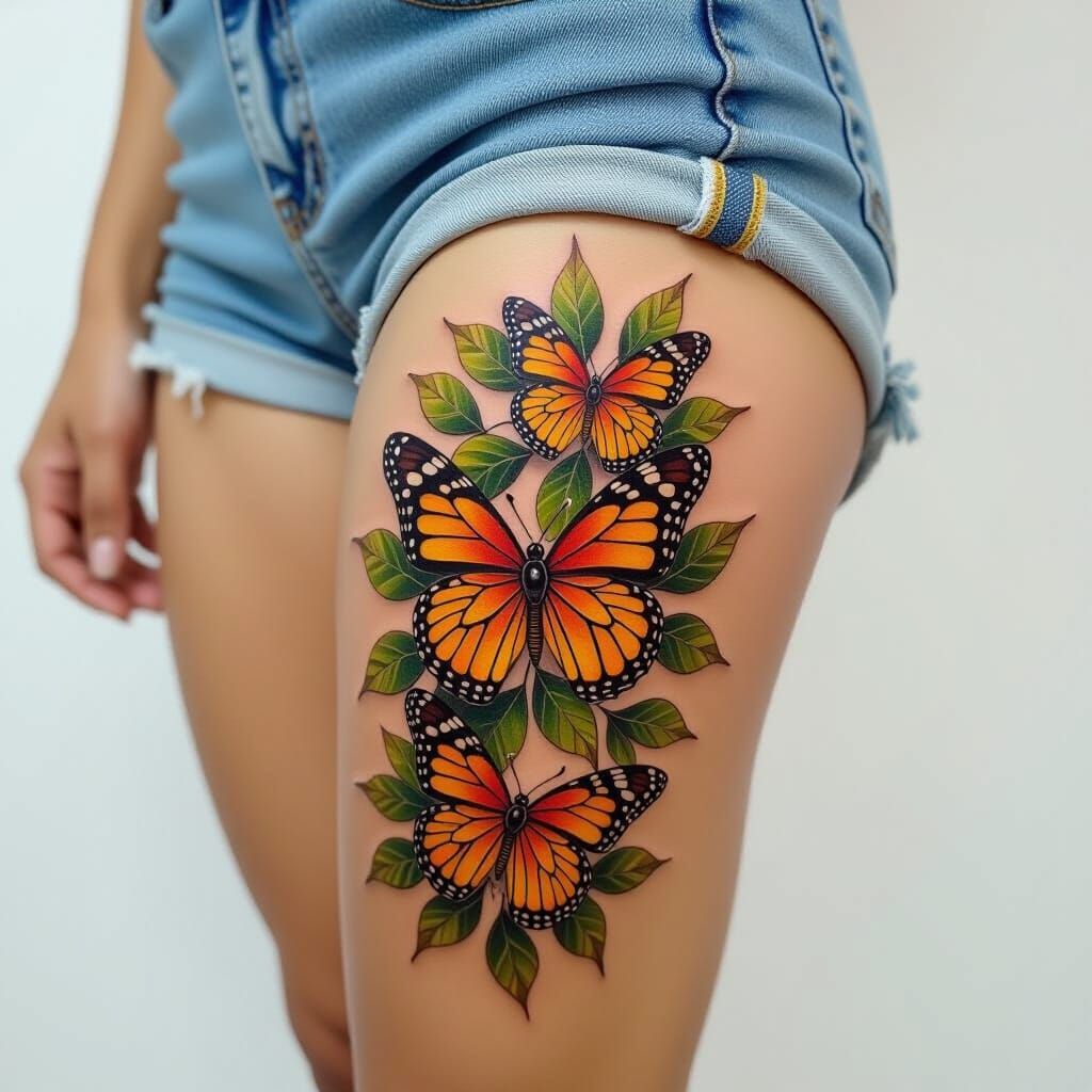 Hyperrealistic Tattoo Art: Vine and Butterflies