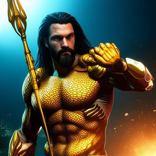 Cyberpunk Aquaman in Atlantis: Ultrarealistic Front View