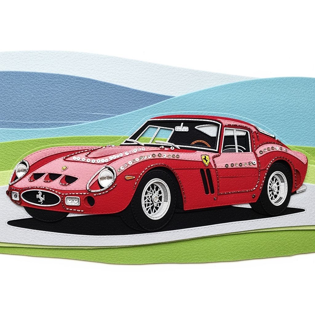 Ferrari 250 GTO: Layered Felt Illustration