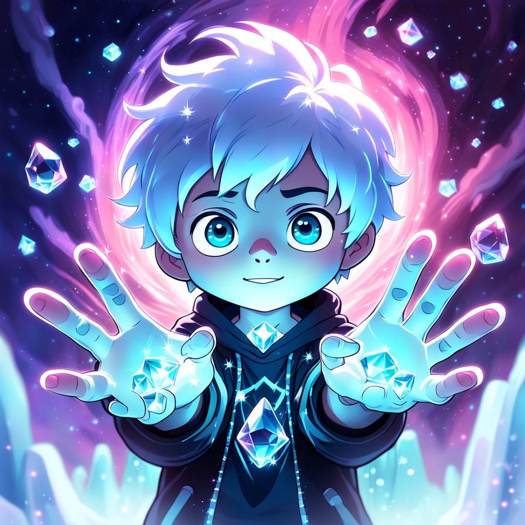 Chibi Boy Holding Ice: Pixar-Inspired 3D Art