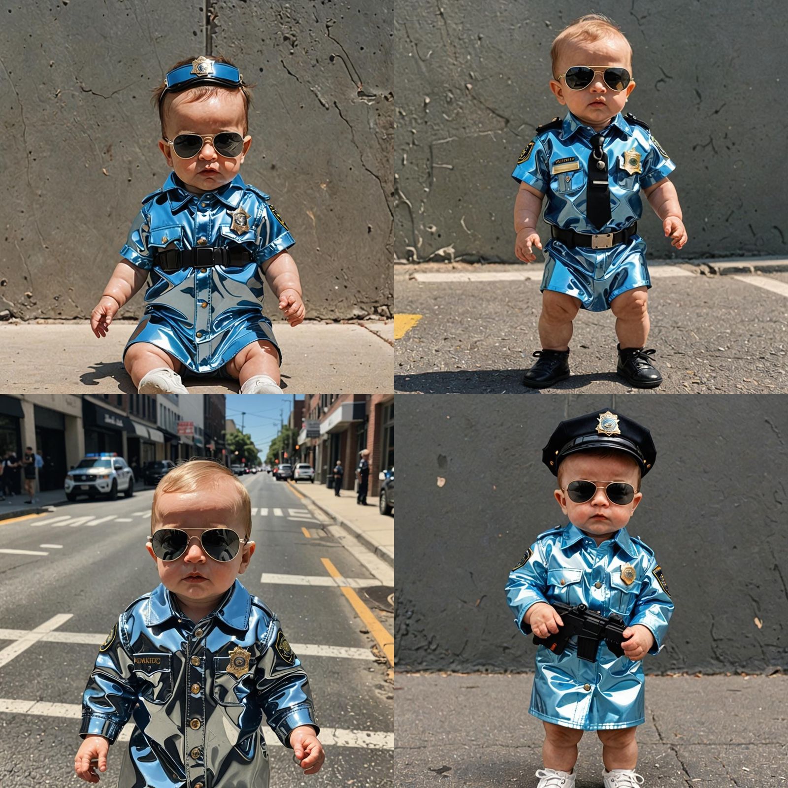 An album cover with a baby in reflective sunglasses dress li...