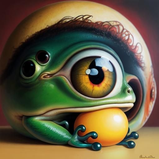 Surreal Frog with Enormous Eyes: A Digital Masterpiece