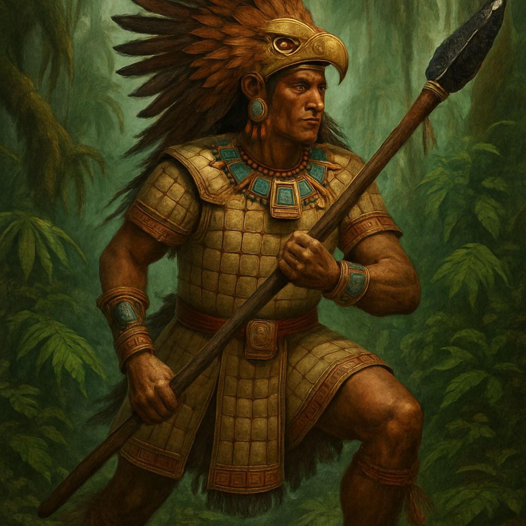 Aztec Eagle Warrior in Jungle, Card Game Art