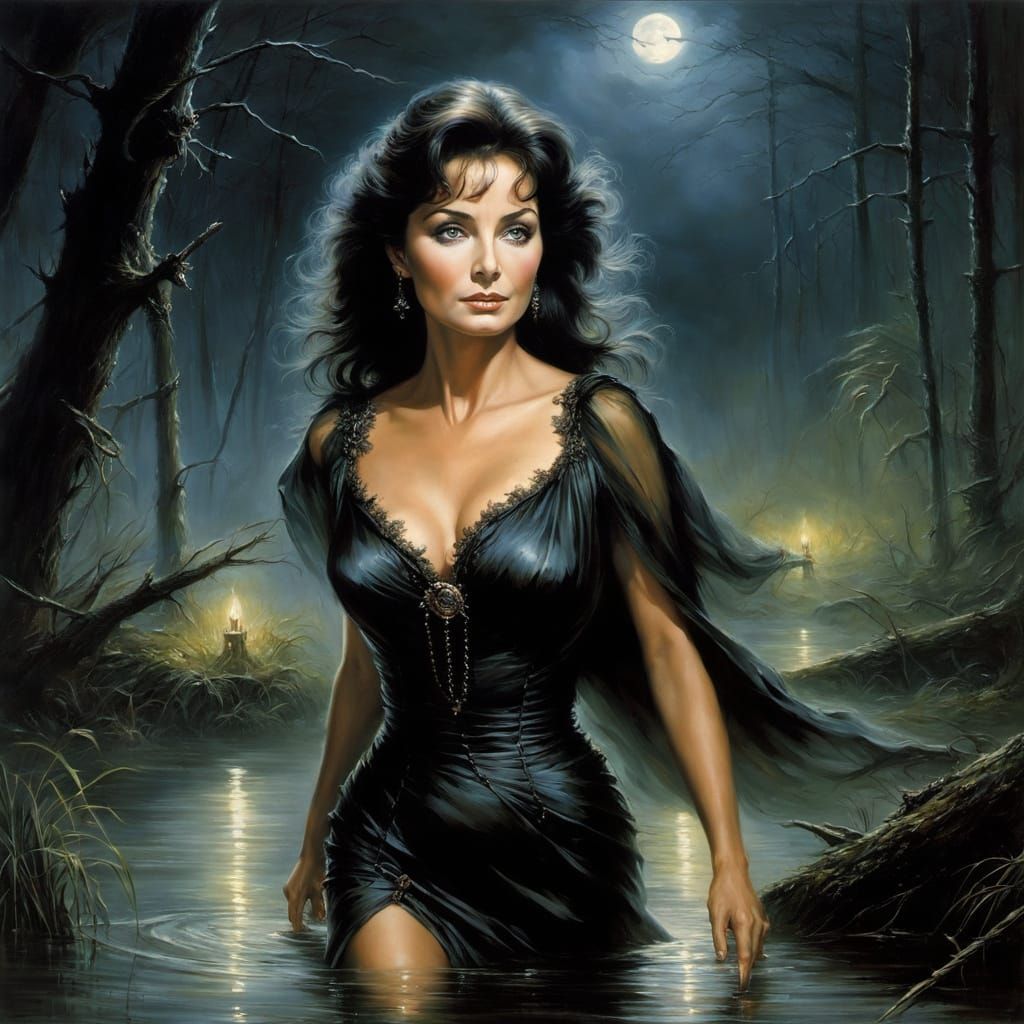 Cajun Woman's Flight: An Ominous Oil Painting