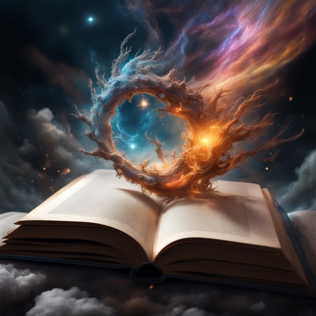 Galaxy Emerging from Fantasy Book: Digital Illustration