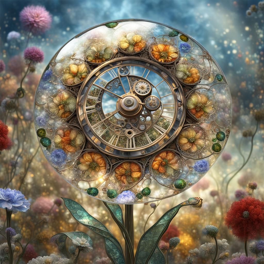 Steampunk Glass Flower Heart in Klimt Style