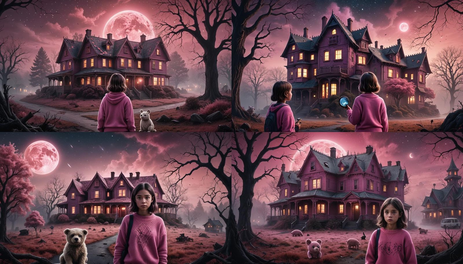 Eerie Girl in Foggy Landscape Digital Painting