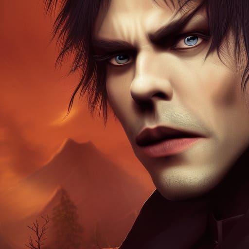 Damon Salvatore Vampire Portrait in Detailed Matte Painting