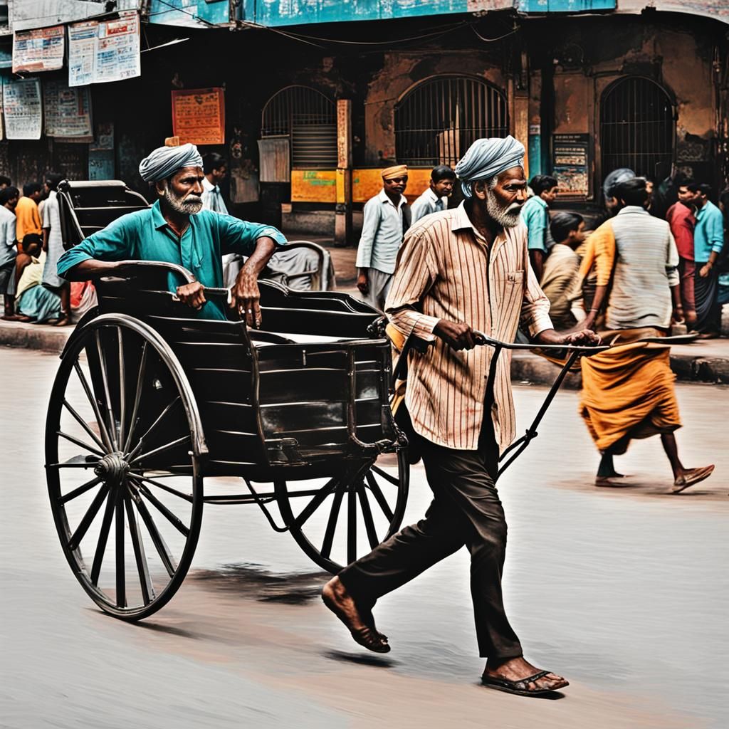 Indian Rickshaw Driver: Abstract Art with Fine Details