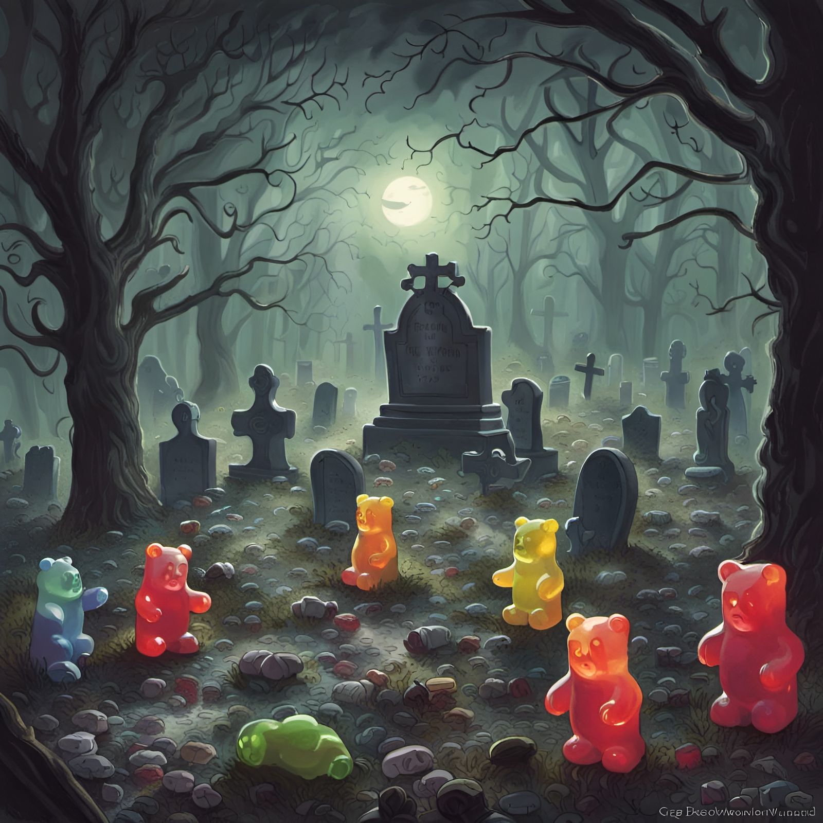 Gummy Bear Graveyard Horror Scene