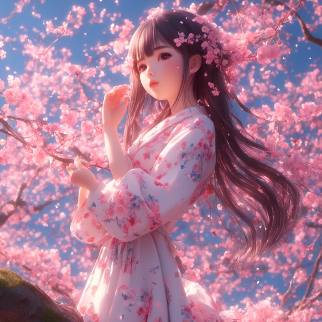 Japanese Woman Portrait in Digital Art Style