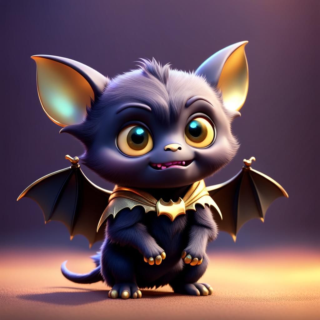 Cute Chibi Bat in Vibrant Digital Art Style