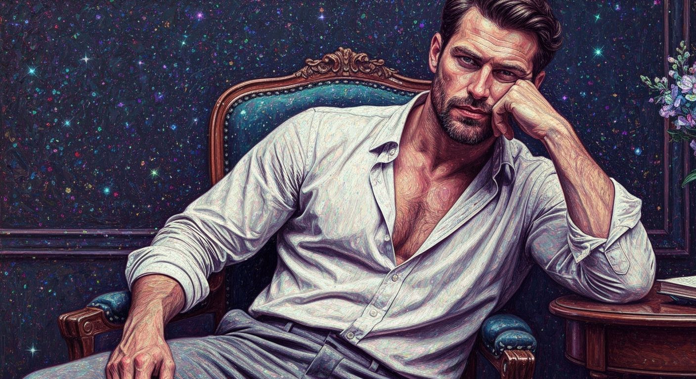 Handsome Man in Chair as Oil Painting