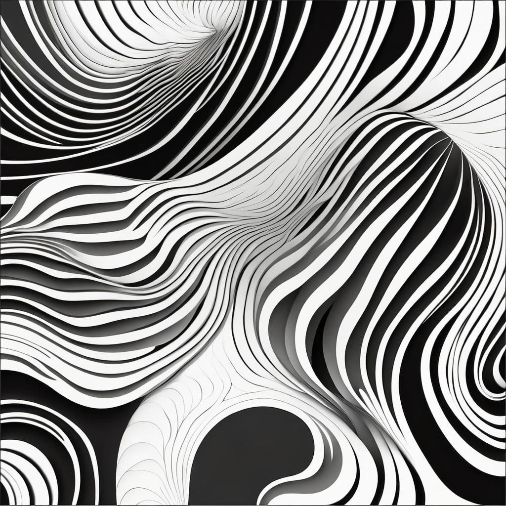 Minimalist Line Art Canvas with Abstract Fractals