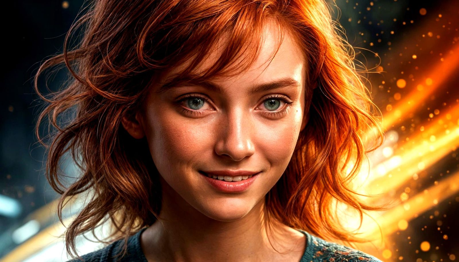 Mystical Redhead with Enchanting Aura in Cinematic Style