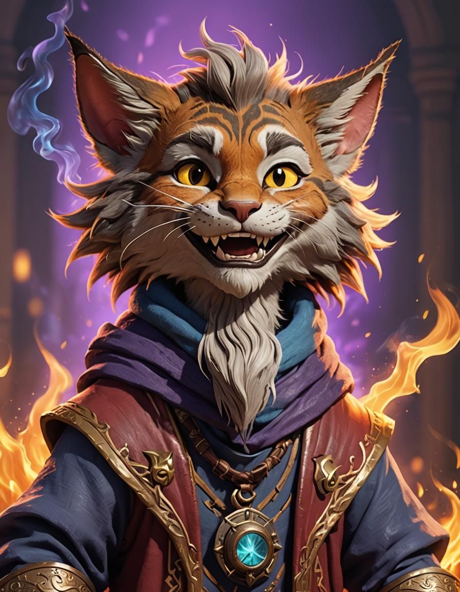 Tabaxi Child Wizard Engineer in 3D Style