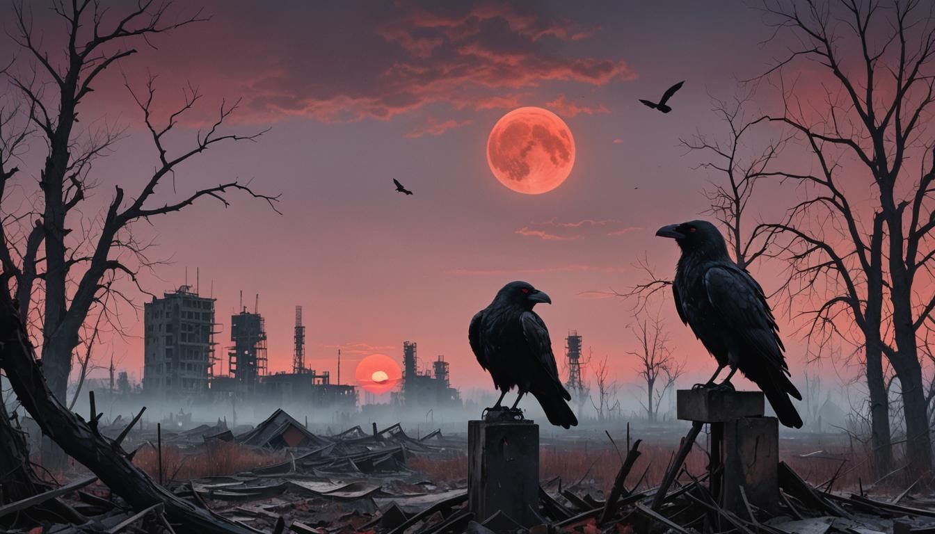 Chernobyl Ruins at Dusk: A Detailed Airbrush Painting