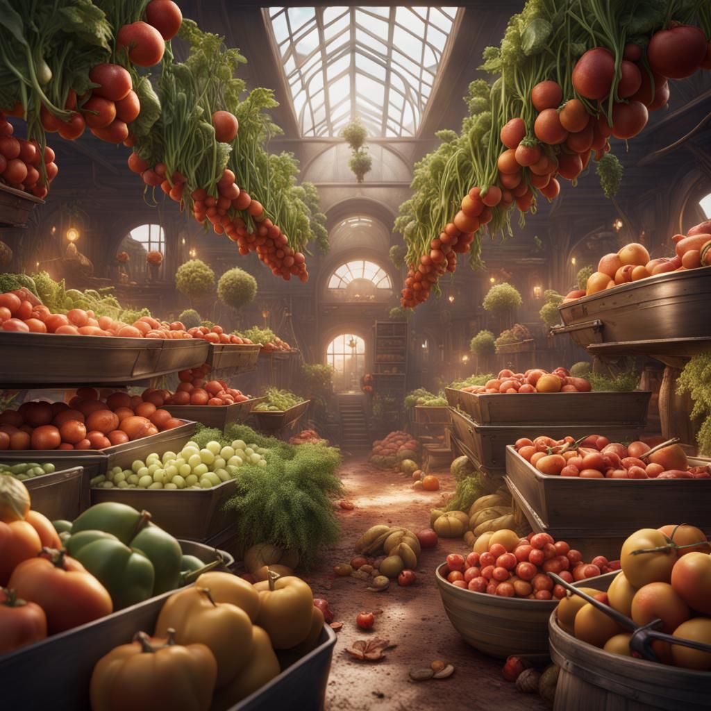 Sustainable Food Production: Detailed Matte Painting