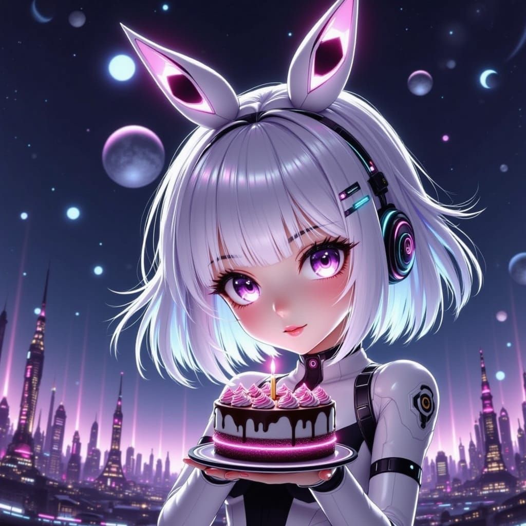 Birthday in Space with Cake