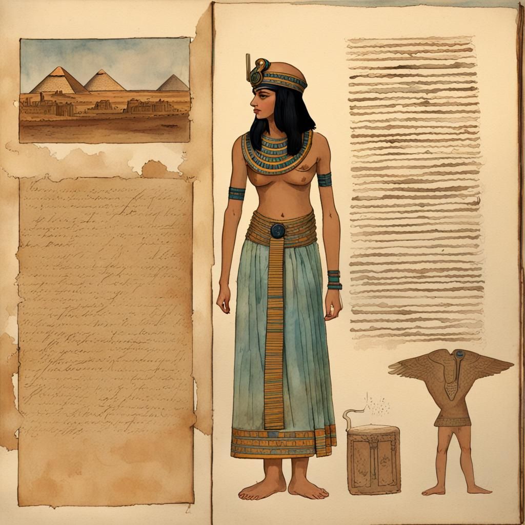 Egyptian Woman Fills Jar: Watercolor Ancient Egypt
