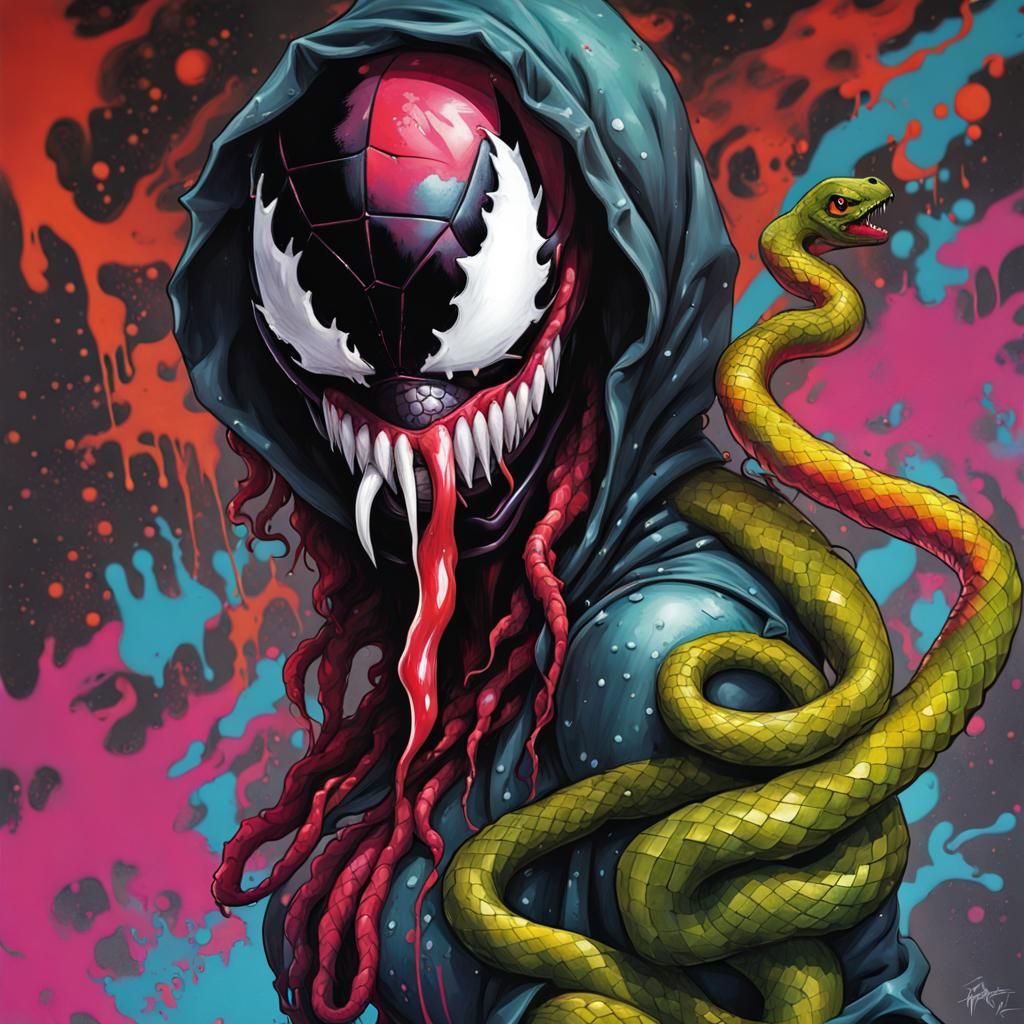 She Venom Graffiti Art with Snake Scales