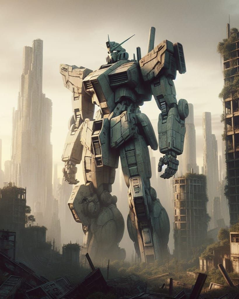 Anime-Inspired Mecha Dominates Dystopian Cityscape
