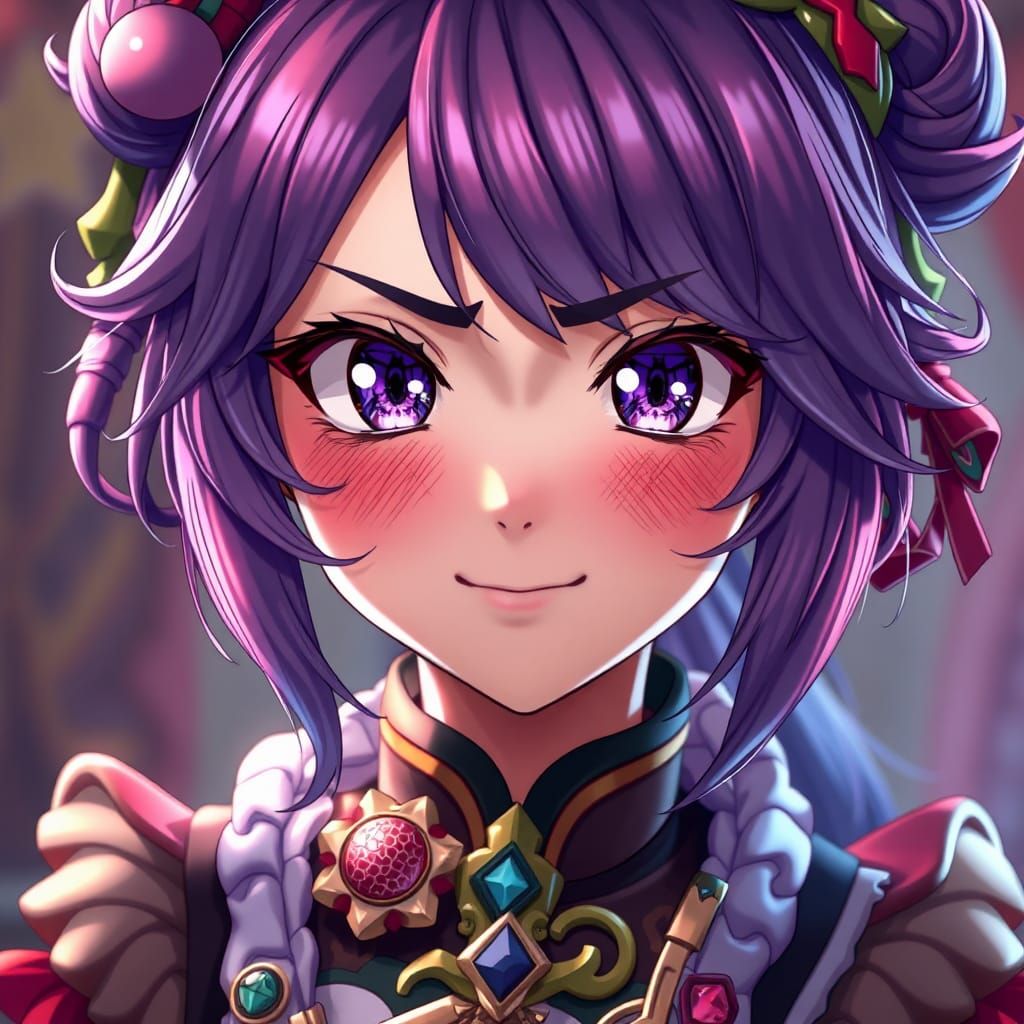 Amused Tsundere Portrait in Anime-Inspired 3D Art