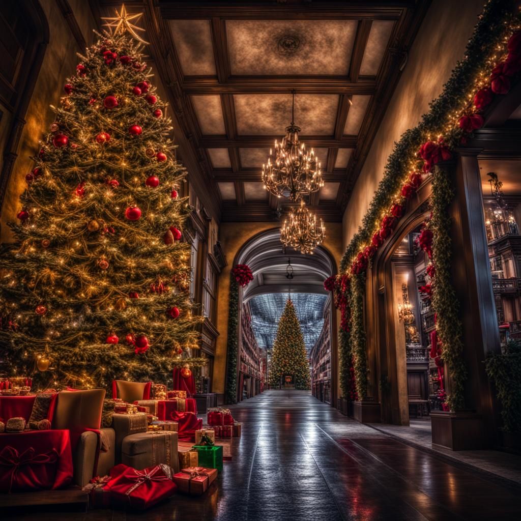 Festive Christmas Scene in Hyperrealistic Detail