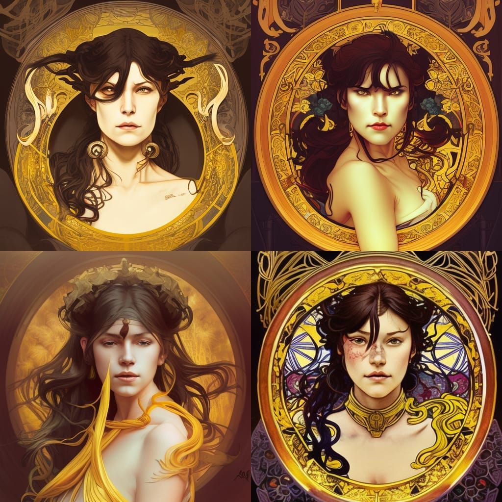 Yellow Ajah Portrait in Dark Fantasy Ukiyo-e Style