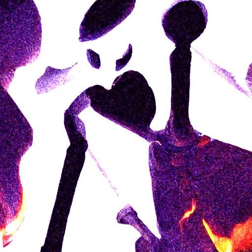 Flaming Skeleton's Affection: A 3D Render