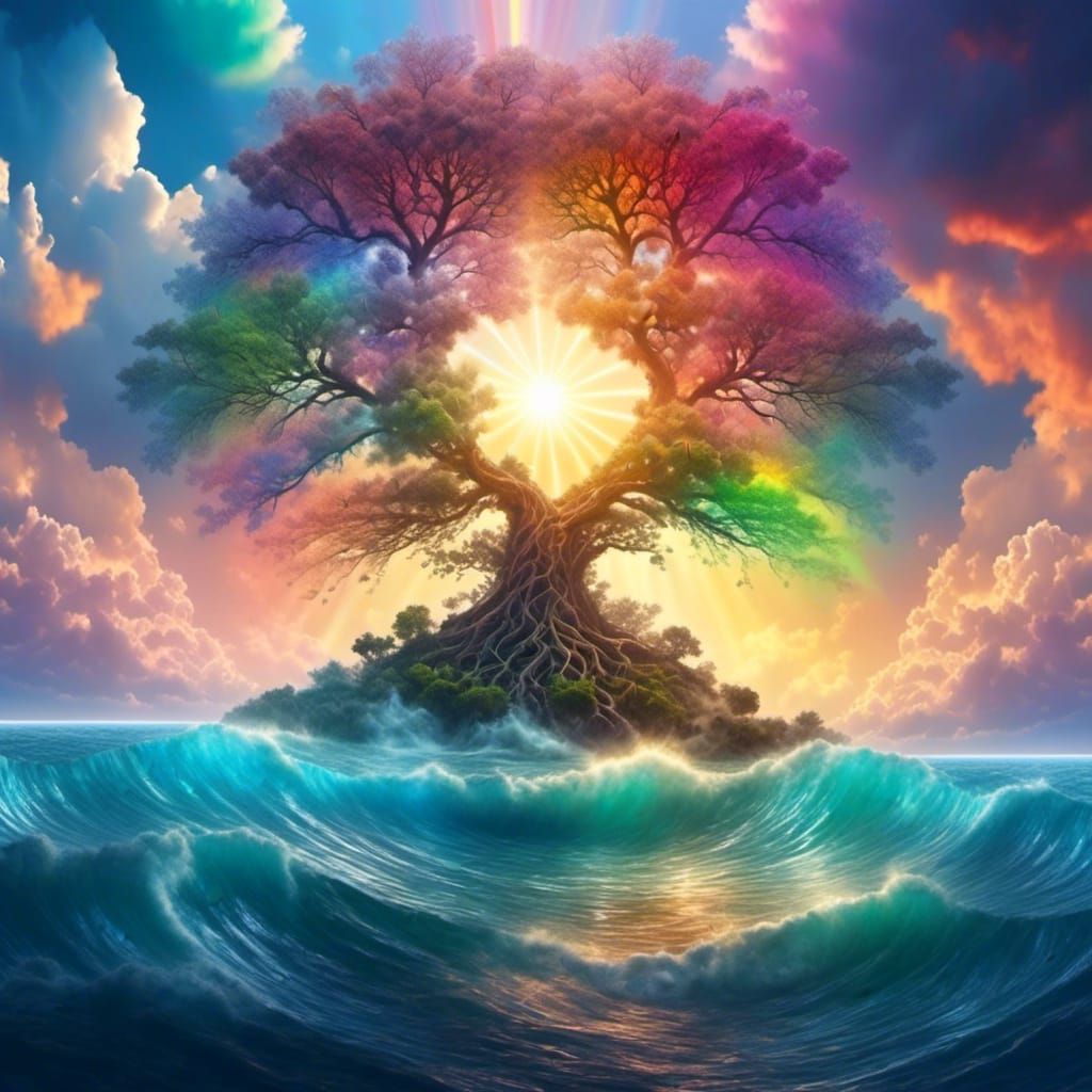 Glittering Sunrise Illuminates the Tree of Life