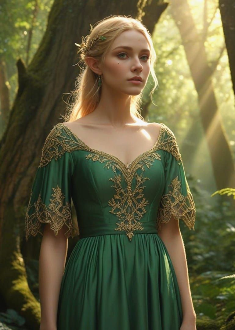 Ethereal Forest Elf Portrait in Magical Forest