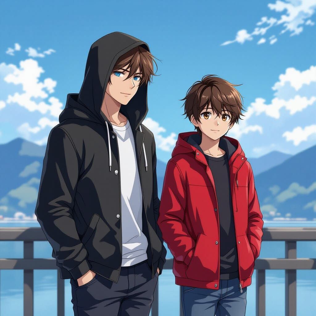 Anime Duo Gazing into the Distance
