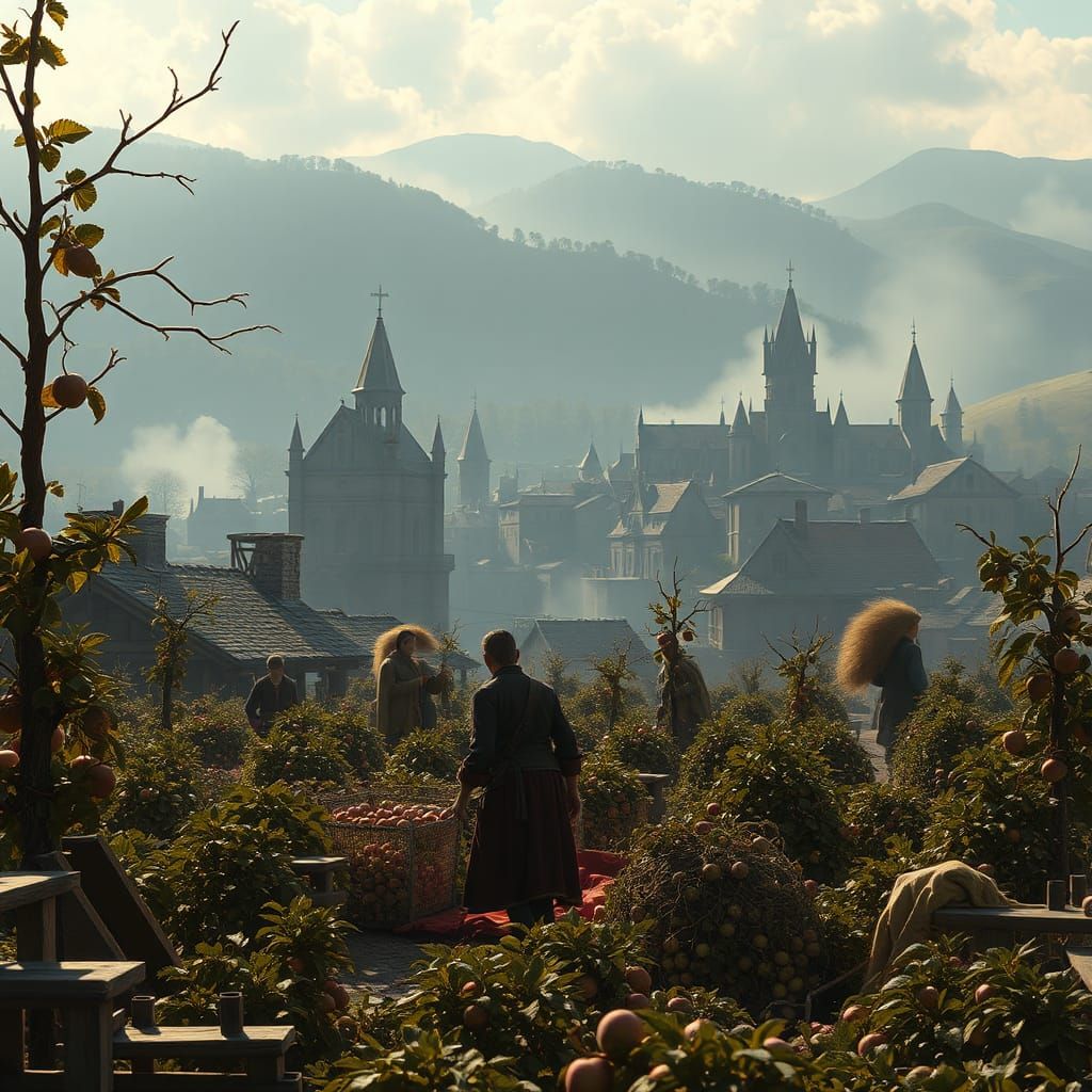 Apocalyptic Apple Harvest in Fantasy Concept Art