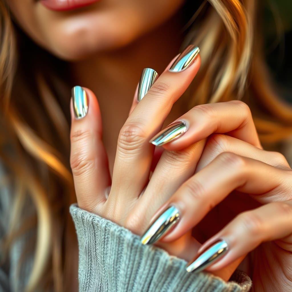 Glamorous Closeup of Iridescent Nails