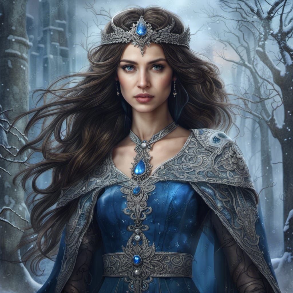Gothic Winter Princess with Strong Features